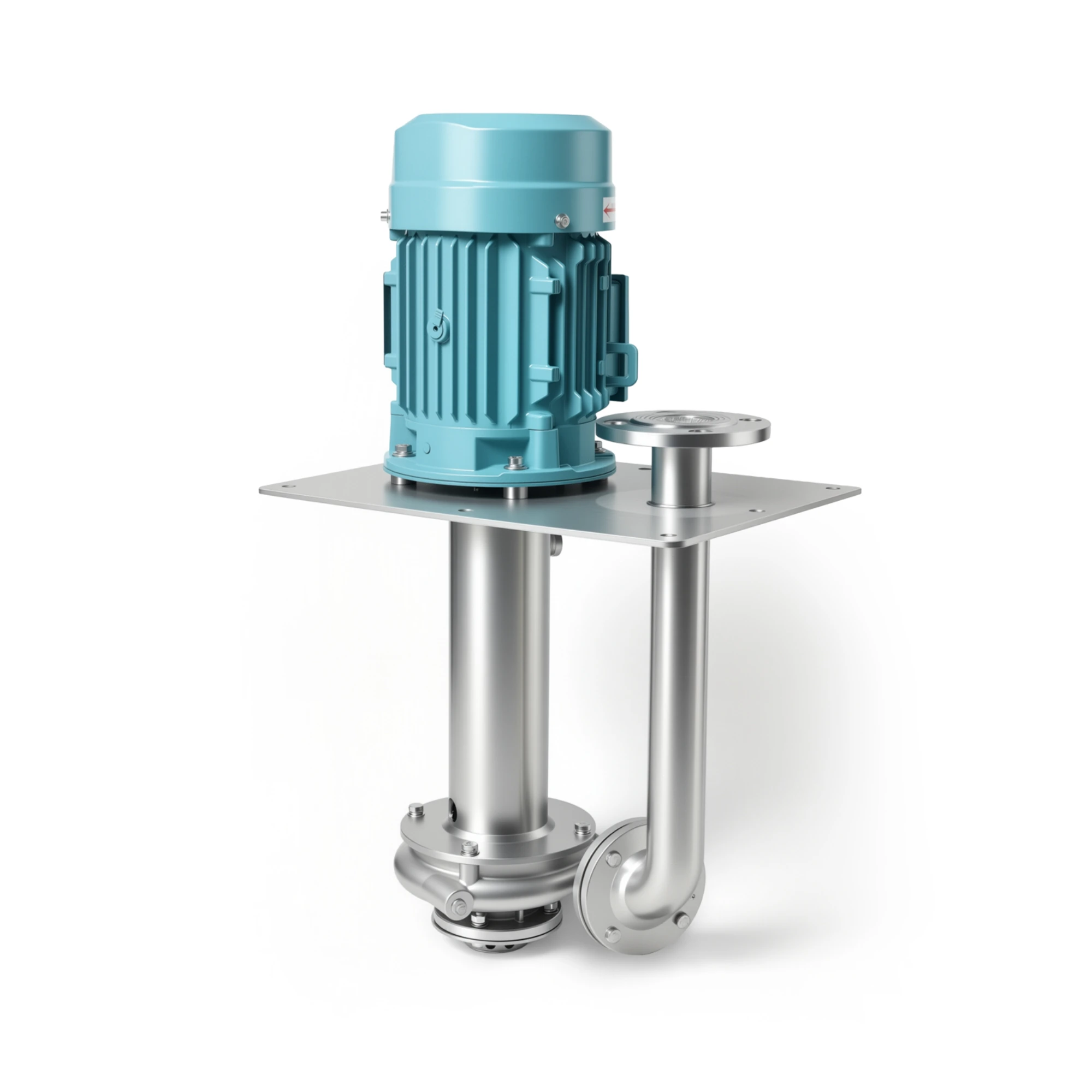 Hennvi industrial HSV series stainless steel vertical chemical pump featuring a durable light blue motor and robust flange connection designed for safe and efficient fluid handling.